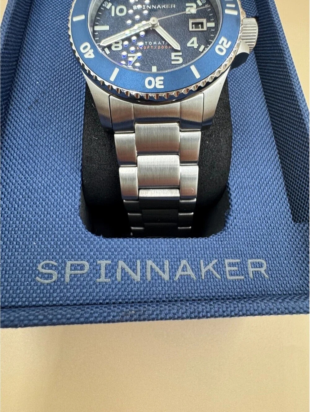 Spinnaker Hunley SP-5102 Diver Men's Watch with Original Bracelet and Box Blue M